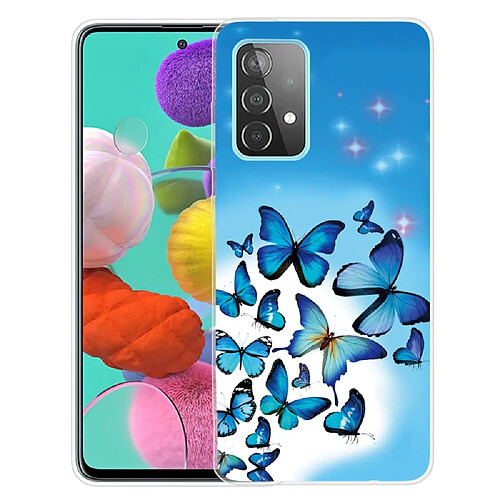 Coque en TPU antichoc, IMD papillons bleus pour votre Samsung Galaxy A23 5G