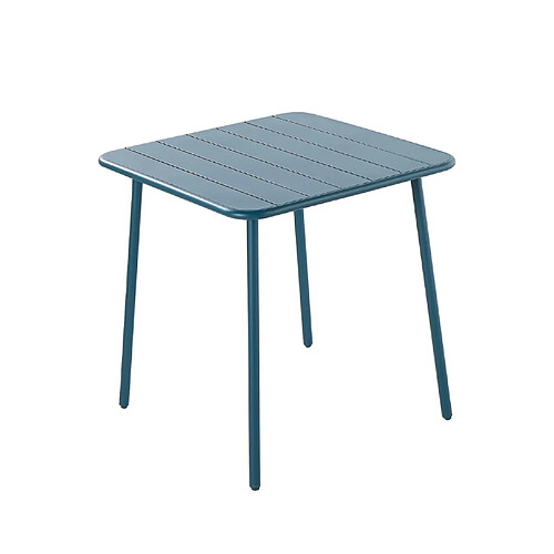 Concept Usine Table de jardin 4 places carrée en acier bleu BERGAM