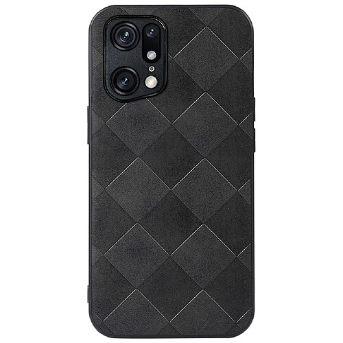 Coque en TPU + PU grille de texture, noir pour votre Oppo Find X5 Pro