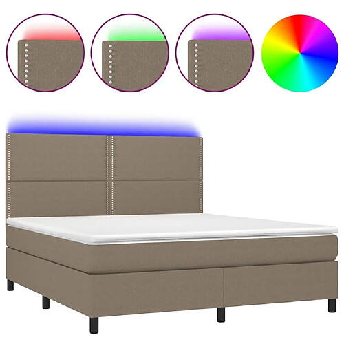 Maison Chic Lit adulte- Lit + matelas,Sommier à lattes de lit et matelas et LED Taupe 180x200cm Tissu -GKD42505