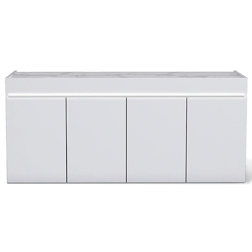 Lisa Design Amaury - buffet bas - blanc - plateau effet marbre - 208 cm