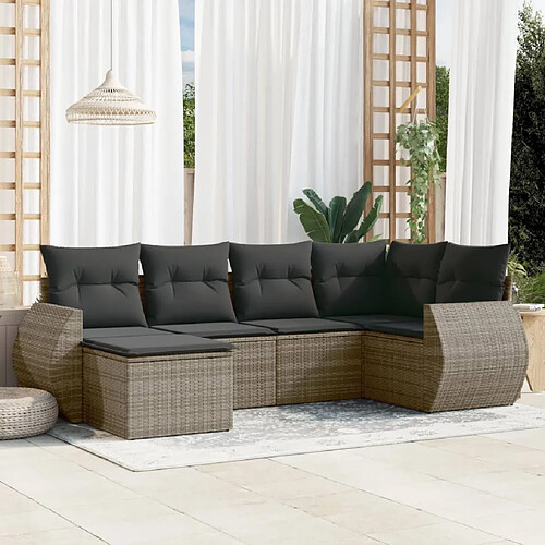 vidaXL Salon de jardin 6 pcs avec coussins gris résine tressée