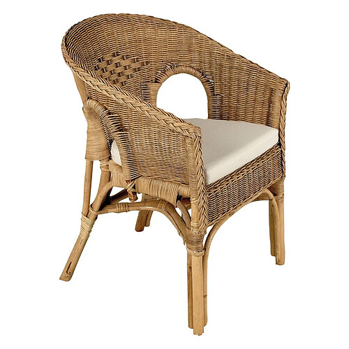 Aubry Gaspard Fauteuil avec coussin en moelle de rotin Galep.