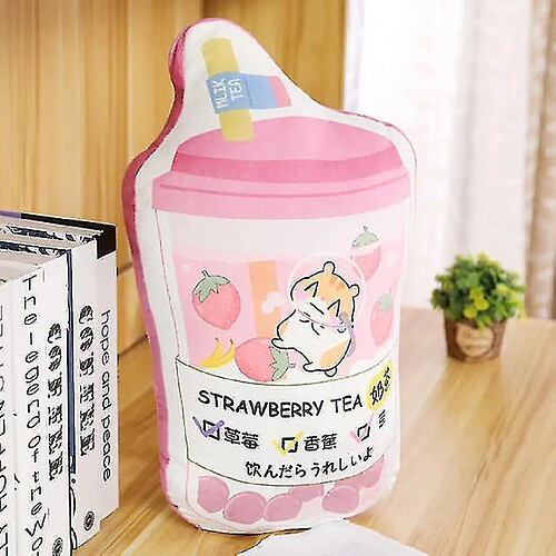 Universal 50 cm Hamster Milk Tea oreiller en peluche Poupée en peluche Double face coussin d'impression mignon cadeau (rose)