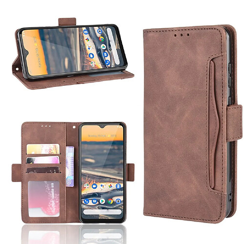 Etui en PU magnétique avec plusieurs porte-cartes marron pour votre Nokia 5.3