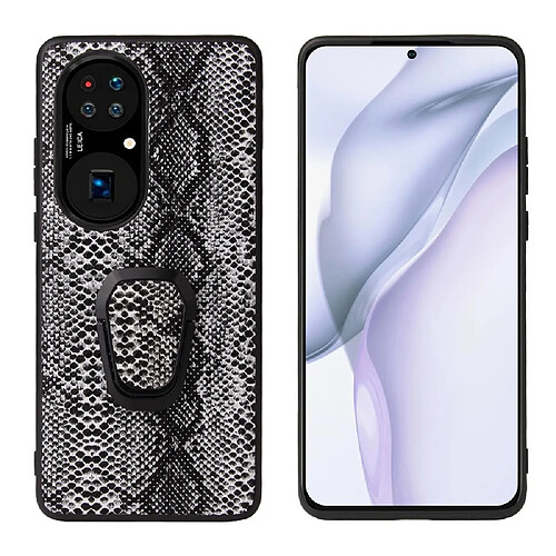 Coque en TPU + PU avec béquille en forme d'anneau texture de serpent pour votre Huawei P50