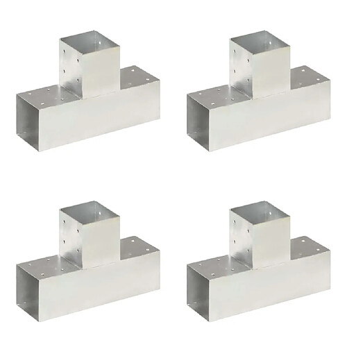 vidaXL Connecteurs de poteau 4 pcs Forme en T Métal galvanisé 91x91 mm