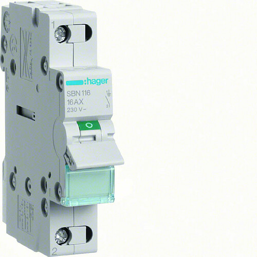 interrupteur modulaire - 1 pôle - 16a - hager sbn116