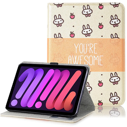 Etui en PU motif dessin animé avec support lapins et personnages pour votre Apple iPad mini (2021)