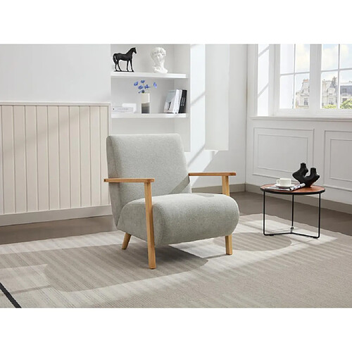 Vente-Unique Fauteuil en tissu gris et bois JULOMO