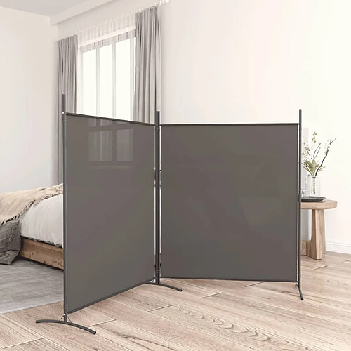 vidaXL Cloison de séparation 2 panneaux Anthracite 348x180 cm Tissu