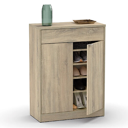 Pegane Commode meuble à chaussures coloris cambrian - Hauteur 101 x Longueur 75 x Profondeur 36 cm