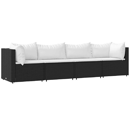 Maison Chic Salon de jardin 4 pcs + coussins - Mobilier/Meubles de jardin - Table et chaises d'extérieur Noir Résine tressée -MN92701