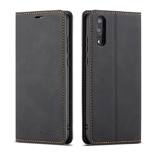 Wewoo Housse Coque Pour Huawei P20 Forwenw Dream Series Oil Edge Fort Magnetism Étui en cuir à rabat horizontal avec support et fentes cartes et portefeuille et cadre photo noir