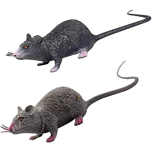 Universal Deux fausses souris de vie avec un jouet de souris de souris réel, des jouets de souris Halloween, des jouets de farce, un Halloween effrayant