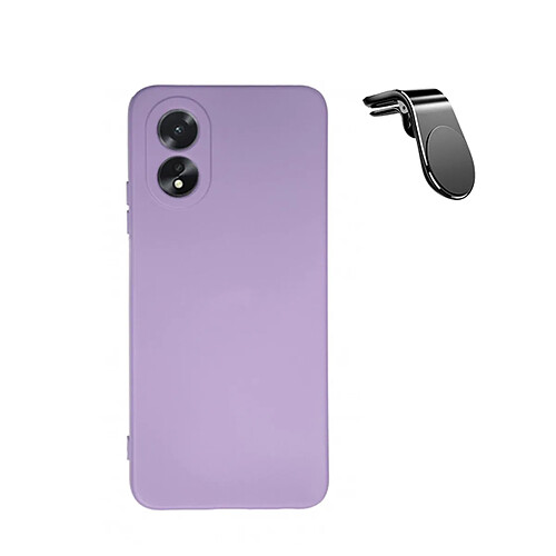 SUPPORT MAGNETIQUE K KIT KIT COFFÉRÉ VOYAGE + COUVERTURE DE SILICONE LIQUIDE Phonecare pour Oppo A38 4G - Violet