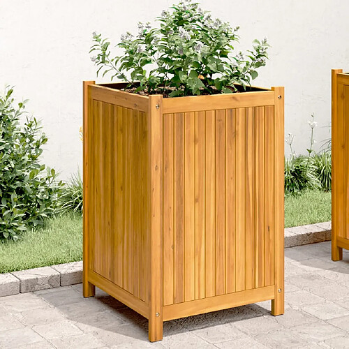 vidaXL Jardinière avec doublure 50x50x75 cm bois massif d'acacia