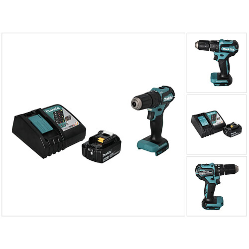 Makita DHP 483 RF1 Perceuse-visseuse à percussion sans fil 18 V 40 Nm Brushless + 1x Batterie 3,0 Ah + Chargeur