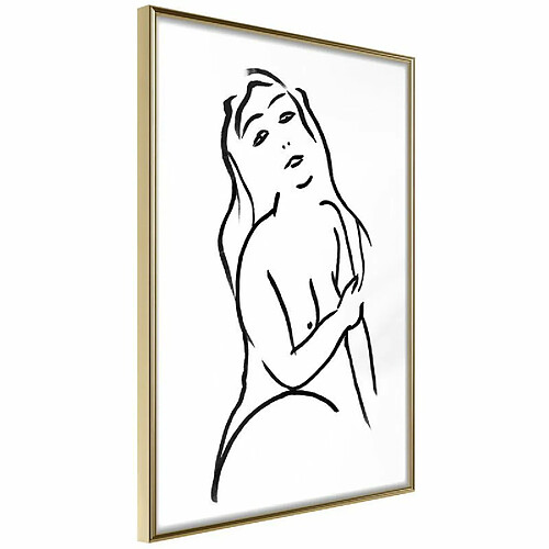 Paris Prix Affiche Murale Encadrée Shape of a Woman 20 x 30 cm Or