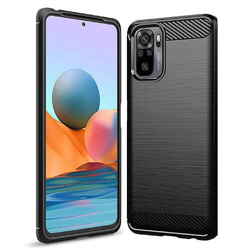 Xeptio Coque brossée noire Xiaomi Redmi Note 10 4G Carbon Fiber Antichoc protection - Xiaomi Redmi Note 10 4G