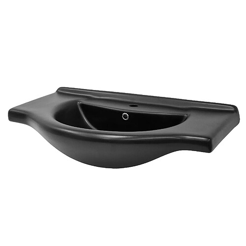 ML DESIGN MODERN LIVING Lavabo en céramique noir mat vasque encastre pour salle de bain 870x505x225 mm