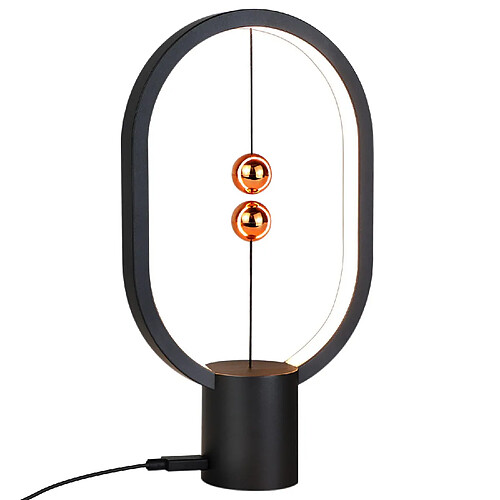 NETTLIFE Lampe de chevet LED noire Lampe de table : Lampe de table Petite lampe magnétique décorative avec USB