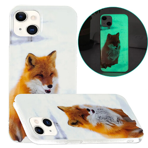 Coque en TPU anti-rayures, IMD lumineux Renard blanc pour votre Apple iPhone 13 6.1 pouces