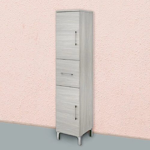 Kiamami Valentina DEMI-PÉDESTAL DE SALLE DE BAIN 150CM TIROIR ET DEUX PORTES CHÊNE GRIS | RIMINI