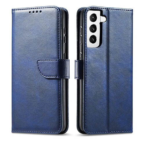 Ozzzo magnet coque elegant coque cover flip cover samsung galaxy s22 + (s22 plus) bleu