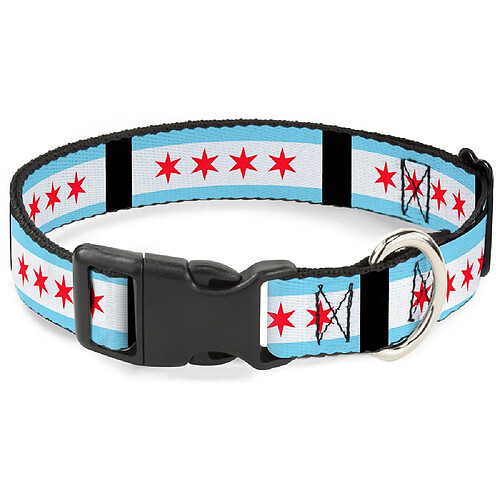 Buckle Down 9?38,1 cm Chicago Drapeaux/Plastique Noir Clip Collier, Petite