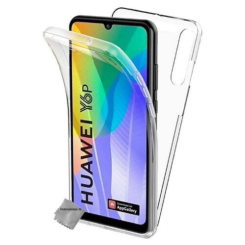 Htdmobiles Coque silicone gel fine 360 integrale (avant et arriere) pour Huawei Y6p + film ecran - TRANSPARENT