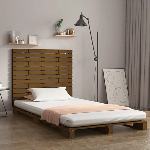 Maison Chic Tête de lit scandinave,Meuble de chambre murale Marron miel 96x3x91,5 cm Bois massif de pin -MN10604