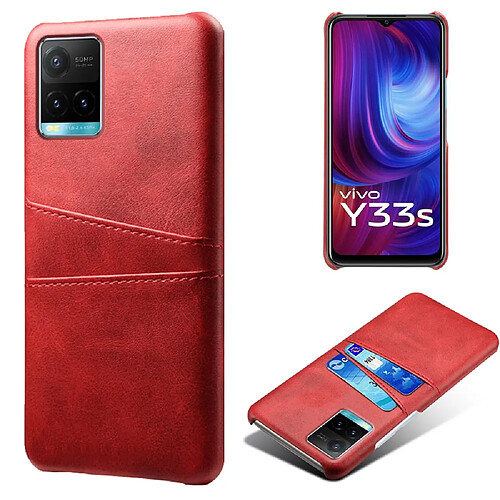 Coque en TPU + PU KSQ anti-griffes avec porte-cartes, rouge pour votre Vivo Y21/Y21s/Y33s