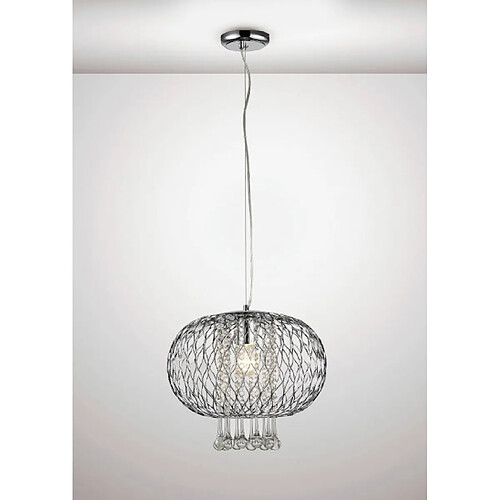 Luminaire Center LargeSuspension Chelsie 1 Ampoule chrome poli/verre transparent