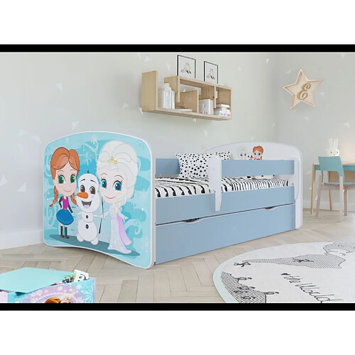 Lit babydreams 2 bleu La Reine des neiges tiroir et matelas inclus 140/70