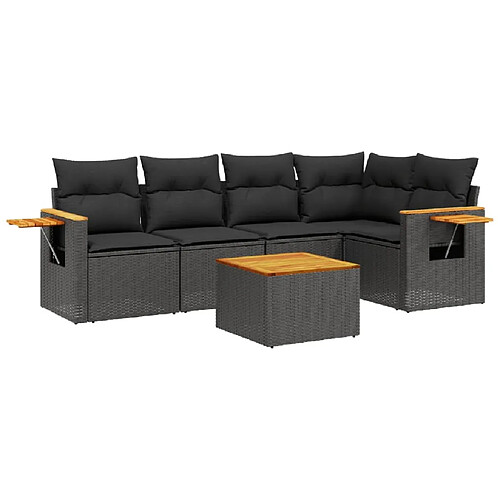 Maison Chic Salon de jardin 6 pcs avec coussins | Ensemble de Table et chaises | Mobilier d'Extérieur noir résine tressée -GKD23763