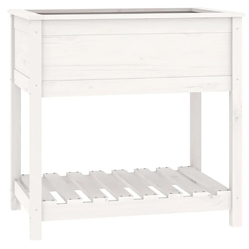 Maison Chic Jardinière,Bac à fleurs - pot de fleur avec étagère Blanc 82,5x54x81 cm Bois massif de pin -GKD25704