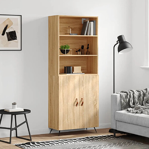 vidaXL Buffet haut Chêne sonoma 69,5x34x180 cm Bois d'ingénierie