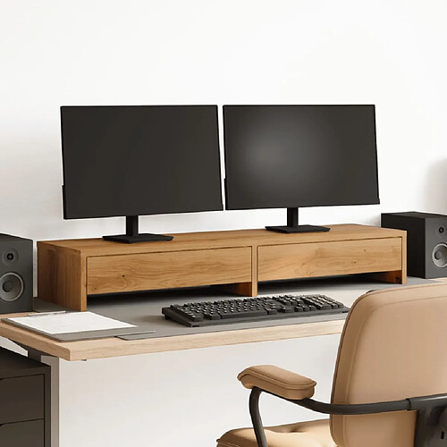 vidaXL Support de moniteur et tiroirs chêne artisanal bois ingénierie