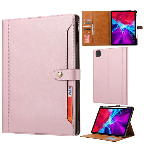 Etui en PU avec support et porte-stylo rose pour votre Apple iPad Air 4 10.9 pouces