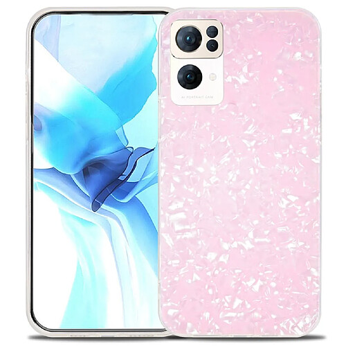 Coque en TPU + acrylique IPAKY IMD, antichoc, bords fins, rose pour votre Oppo Reno7 Pro 5G