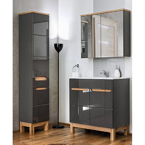 Ac-Deco Ensemble meubles de salle de bain complet - Gris - 80 cm - Bali Gray