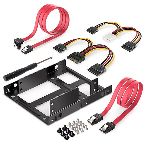 Wewoo Support d'adaptateur de kit montage en métal pour disque SSD externe 2,5 pouces à 3,5 pouces avec câbles d'alimentation données SATA et vis