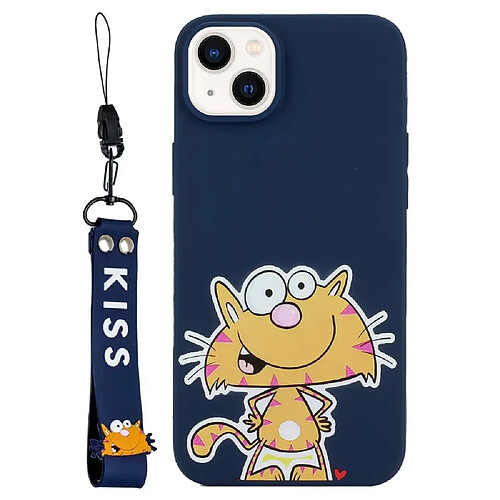 Coque en TPU antichoc, anti-chute avec sangle pour votre iPhone 14 - chat