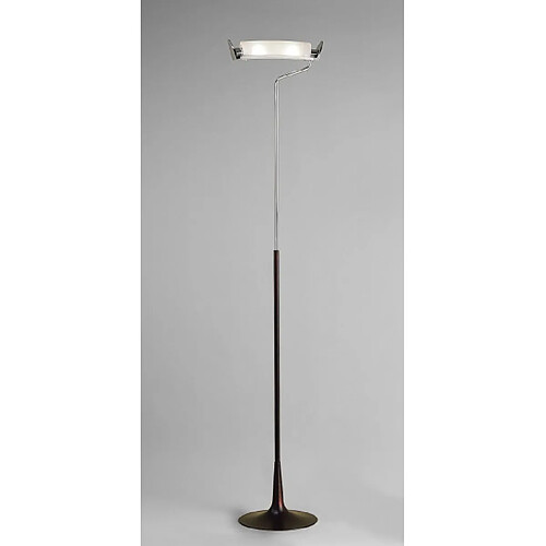 Luminaire Center Lampadaire Zira 2 Ampoules G9, chrome poli/verre blanc dépoli/Wenge