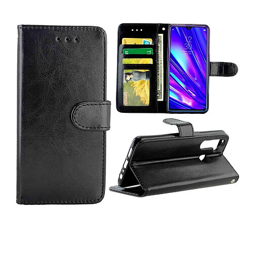 Wewoo Housse Coque Pour OPPO Realme5 Pro Crazy Horse Texture de protection en cuir à rabat horizontal avec support et fentes cartes et portefeuille et cadre photo noir