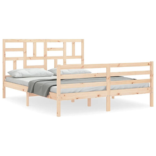 Maison Chic Cadre/structure de lit avec tête de lit pour adulte - Lit Moderne Chambre 160x200 cm bois massif -MN17824