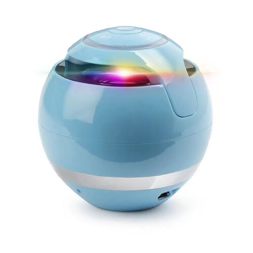 Chrono Mini haut-parleur Bluetooth sans fil portable, haut-parleur stéréo rechargeable pour caisson de basses avec lumière LED(Bleu)