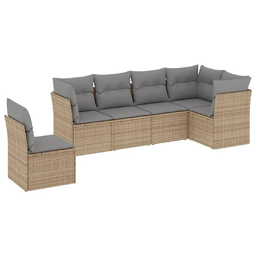 Maison Chic Salon de jardin avec coussins 6 pcs | Ensemble de Table et chaises | Mobilier d'Extérieur beige résine tressée -GKD26065