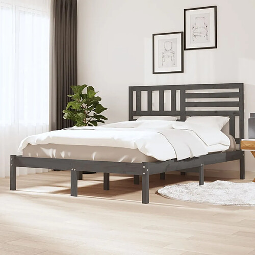 vidaXL Cadre de lit sans matelas bois massif de pin gris 160x200 cm